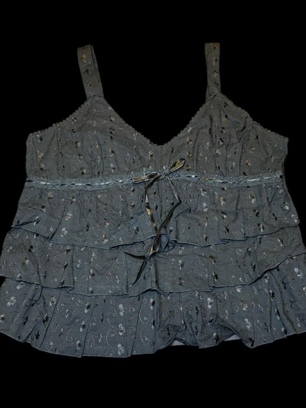 Women's Blue Tiered Ruffle Cami Top